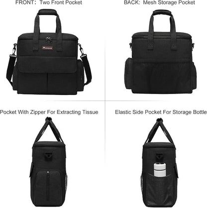 Premium Weekend Dog Travel Bag Set with Two Food Bags, Two Bowls, and Mat in Black