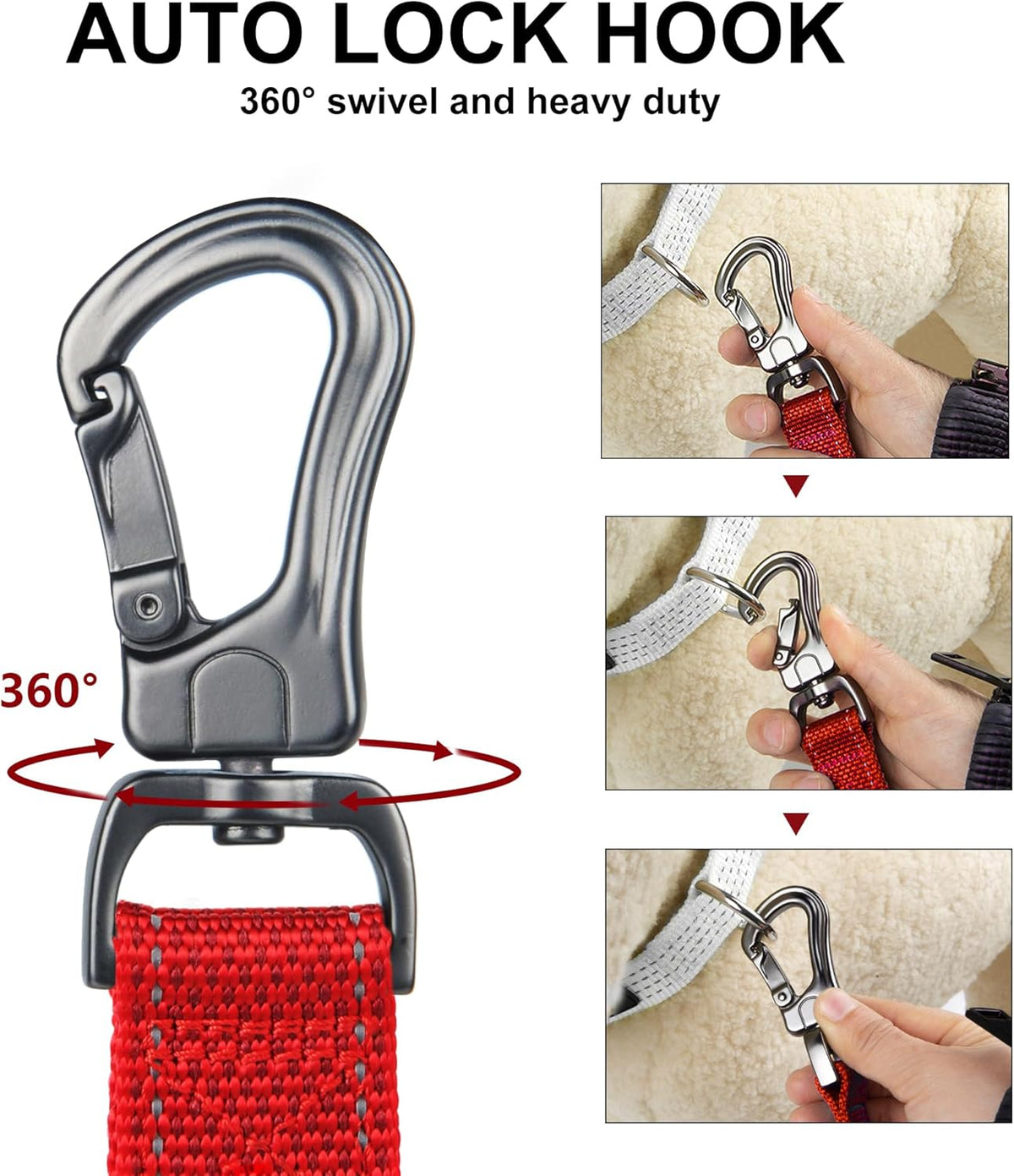 4FT Heavy Duty Dog Leash with Soft Padded Double Handle