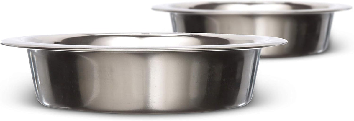 Set of 2 Neater Feeder Replacement Shallow Stainless Steel Cat Bowls (1 Cup/8 Oz.), Whisker-Friendly Metal Dishes for Food and Water, Dishwasher Safe