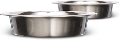 Set of 2 Neater Feeder Replacement Shallow Stainless Steel Cat Bowls (1 Cup/8 Oz.), Whisker-Friendly Metal Dishes for Food and Water, Dishwasher Safe