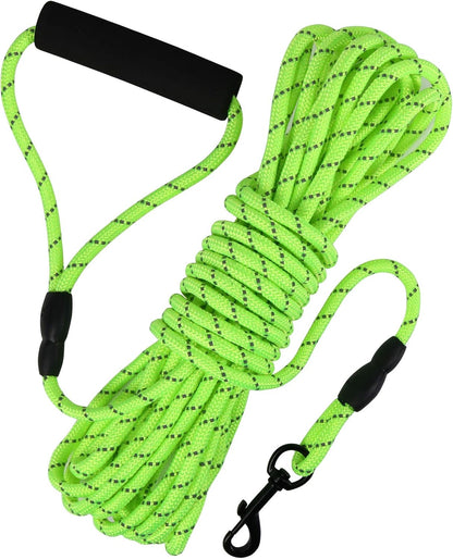 Floating Long Dog Leash, 32Ft Dog Training Leash for Swimming and Lake, Reflective Long Rope Lead with Soft Handle for Outside, Yard, Camping, Hiking and Beach (Green)