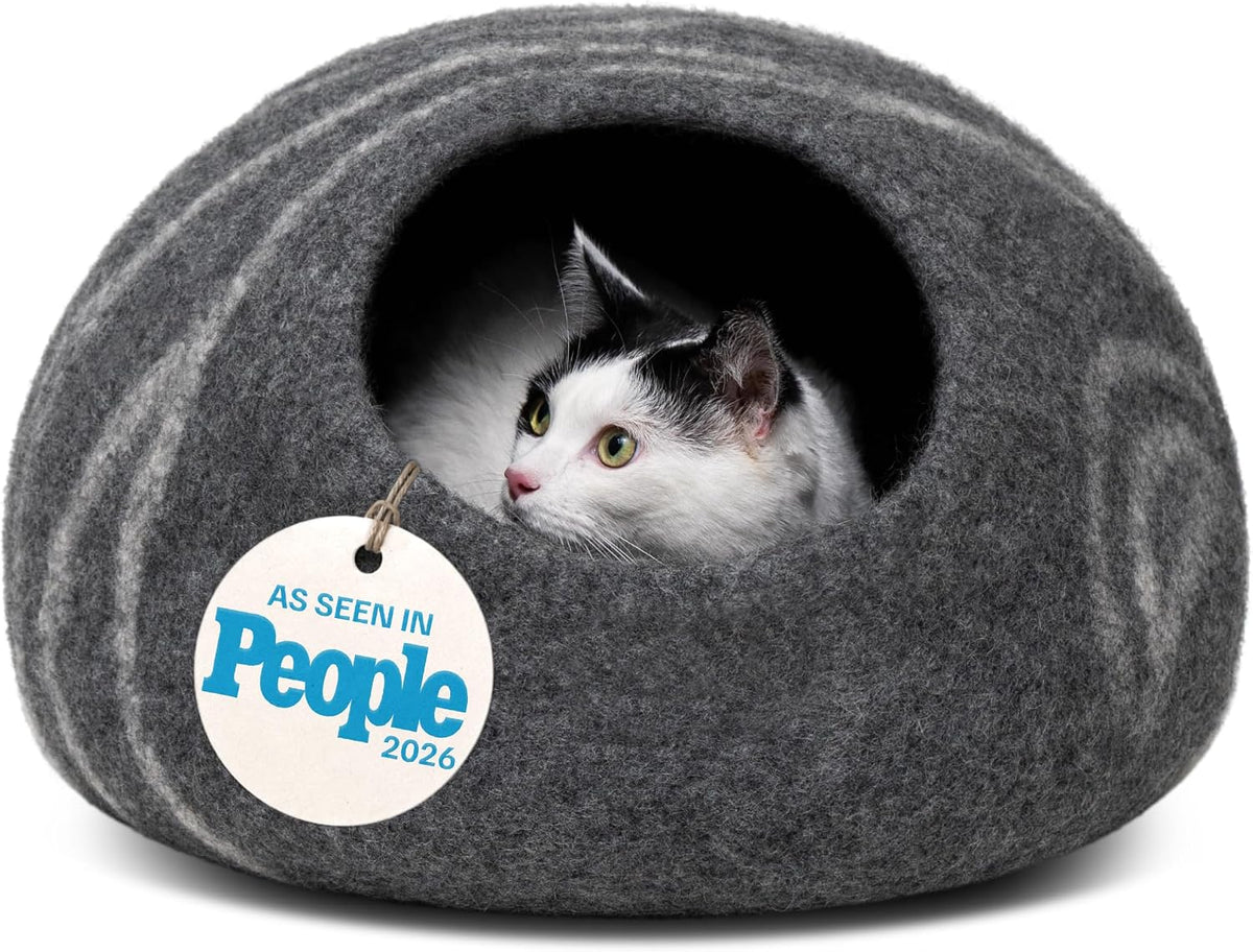 Cat Cave – Natural Wool – Self-Warming Hideaway for Indoor Cats & Kittens