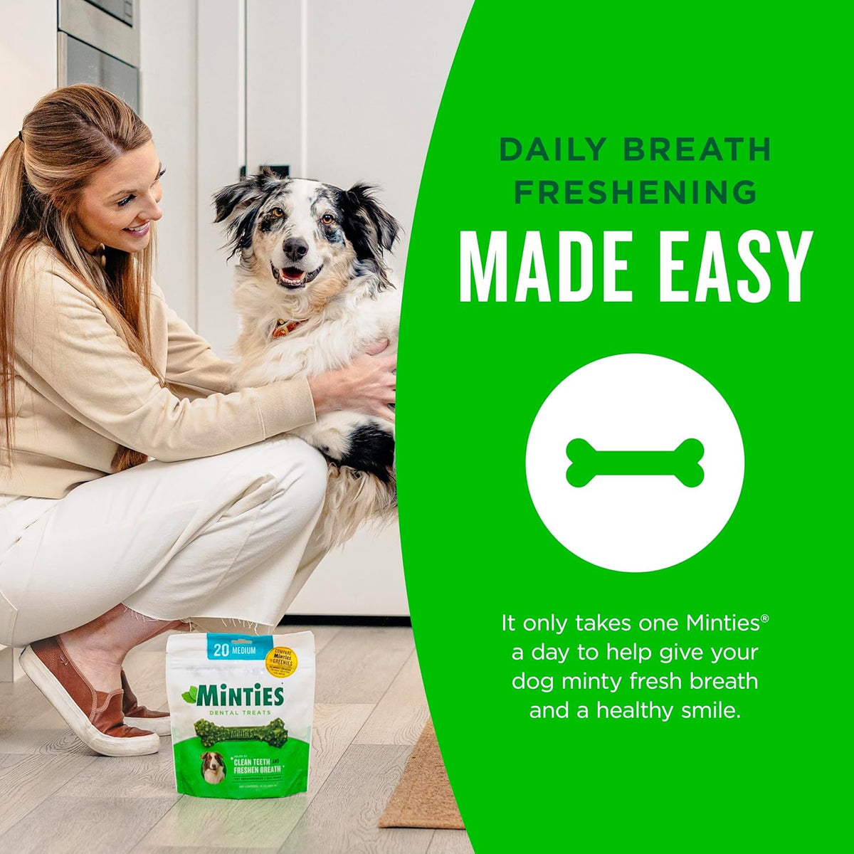 Mint Dental Chews for Dogs, Medium Breeds 25-50 Lbs, 17 Count