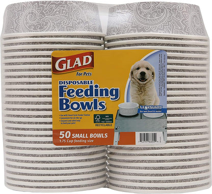 Disposable Pet Feeding Bowls | Small Dog Bowls in Gray Pattern | 1.75 Cup Capacity - Ideal for Dry or Wet Food and Water (Single Pack)