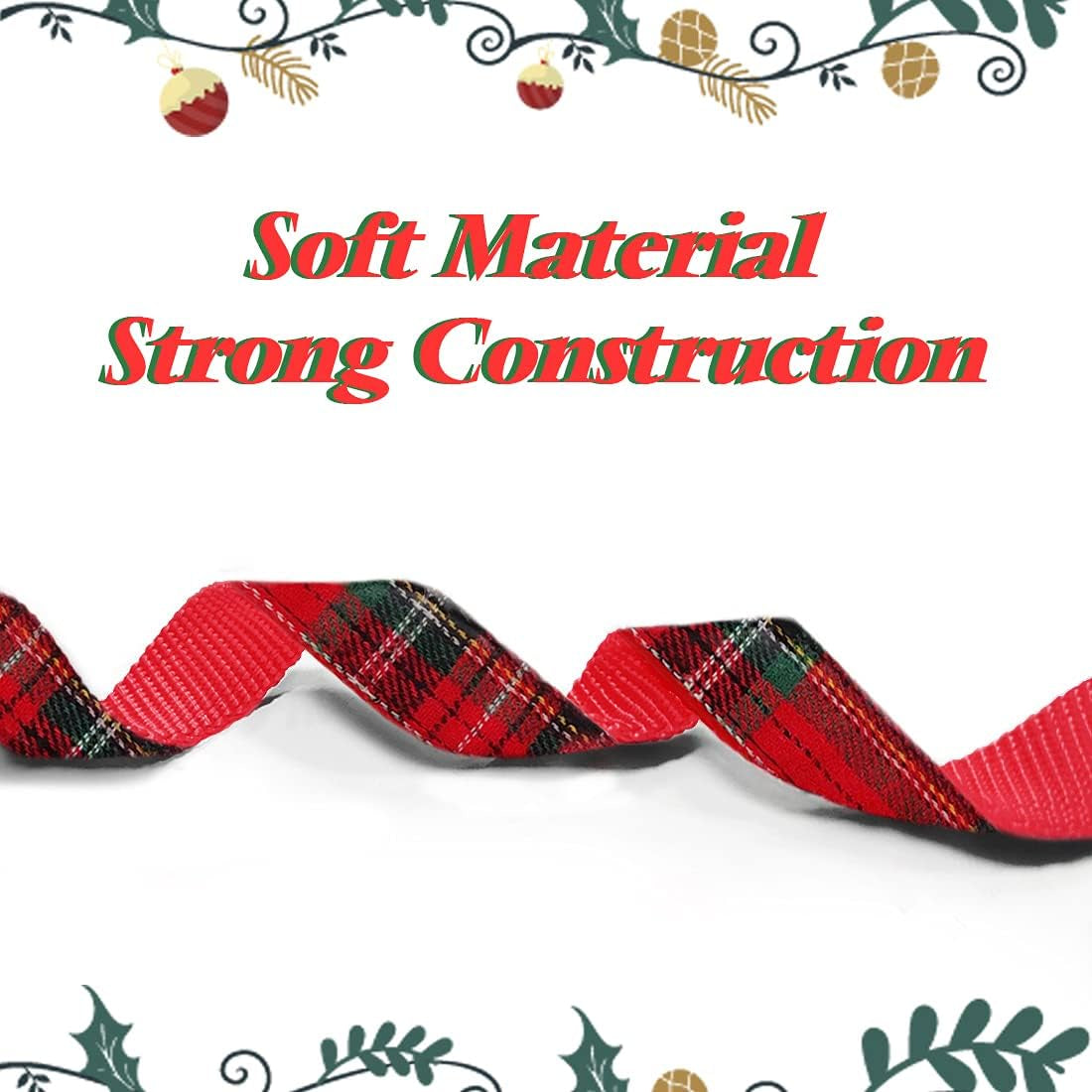 Buffalo Plaid Christmas Dog Collar and Leash Set for Small Dogs - Ideal for Holidays and Everyday Use
