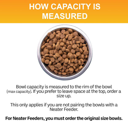 Set of 2 Neater Feeder Replacement Shallow Stainless Steel Cat Bowls (1 Cup/8 Oz.), Whisker-Friendly Metal Dishes for Food and Water, Dishwasher Safe