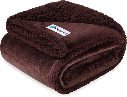 Waterproof Sherpa Blanket for Medium to Large Dogs, 60" x 40", Brown