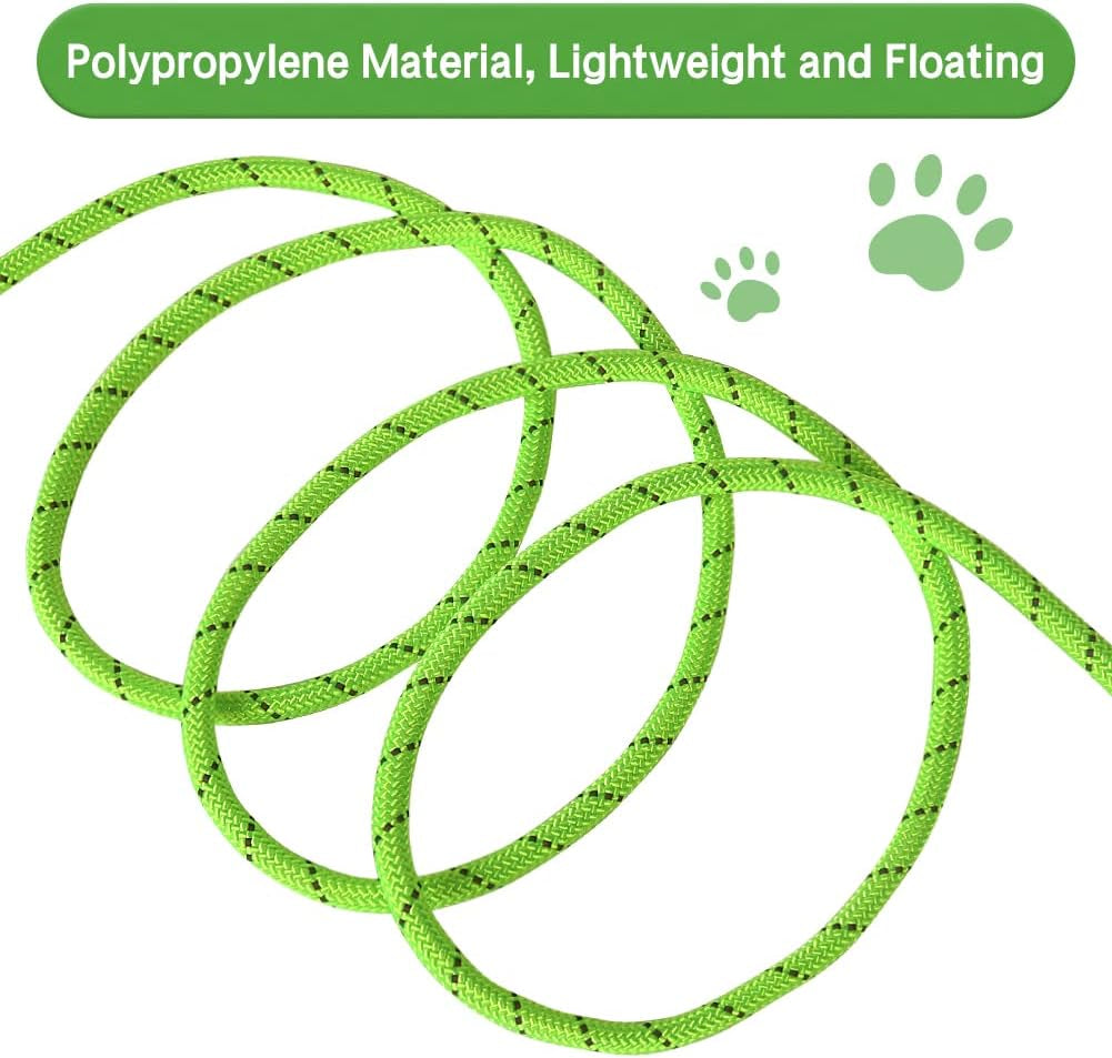 Floating Long Dog Leash, 32Ft Dog Training Leash for Swimming and Lake, Reflective Long Rope Lead with Soft Handle for Outside, Yard, Camping, Hiking and Beach (Green)