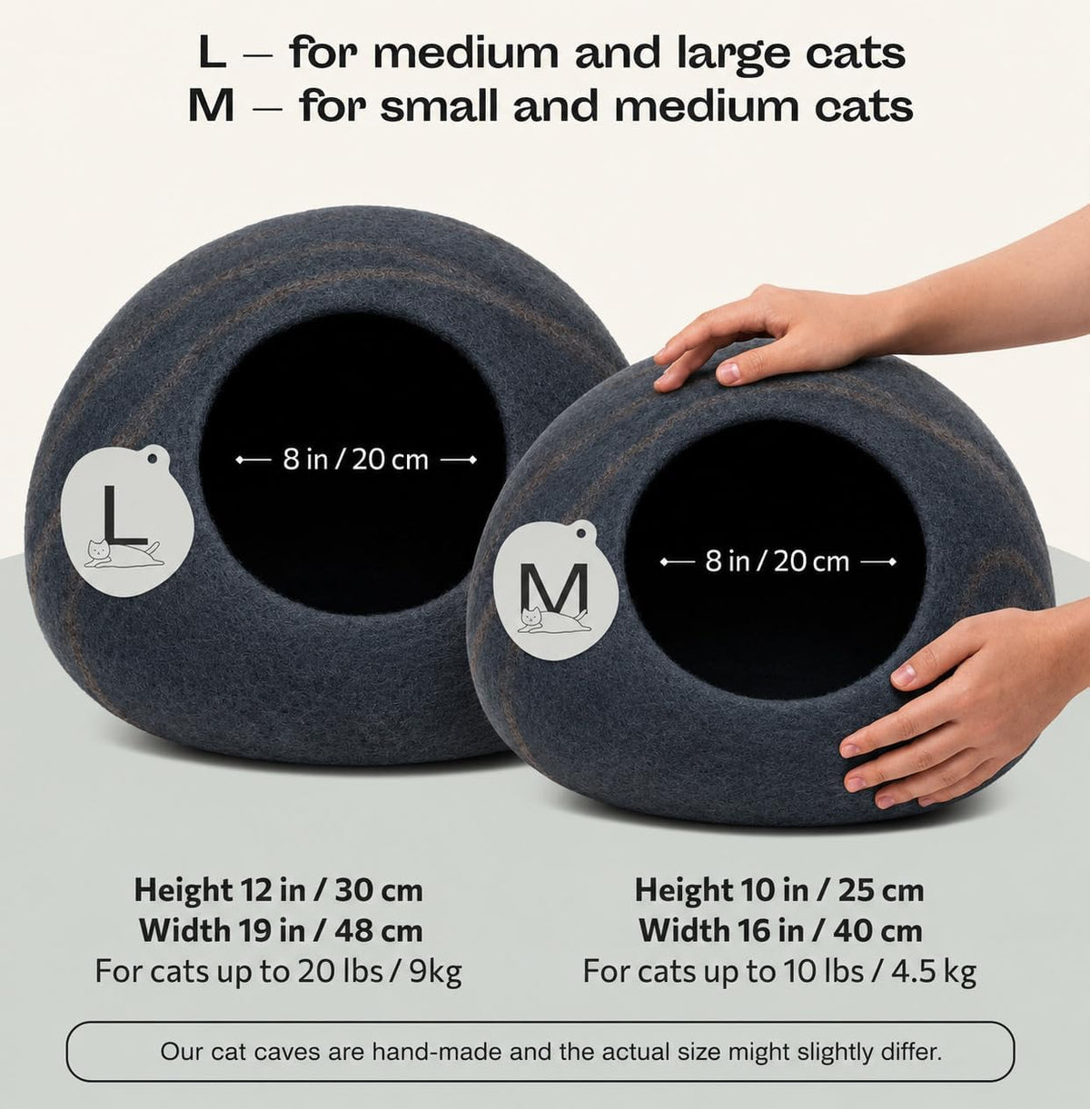 Natural Wool Cat Cave – Self-Warming Hideaway for Indoor Cats and Kittens