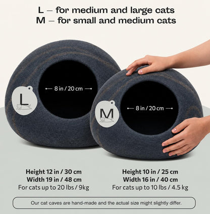 Natural Wool Cat Cave – Self-Warming Hideaway for Indoor Cats and Kittens