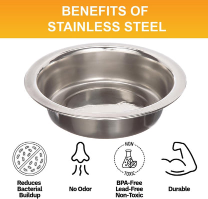 Set of 2 Neater Feeder Replacement Shallow Stainless Steel Cat Bowls (1 Cup/8 Oz.), Whisker-Friendly Metal Dishes for Food and Water, Dishwasher Safe