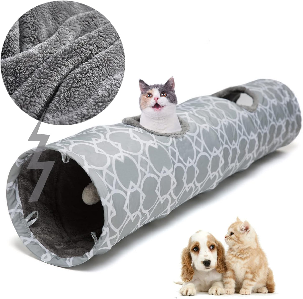 Plush inside Straight Cat Tunnel Geometric, Diameter 9.8 Inch