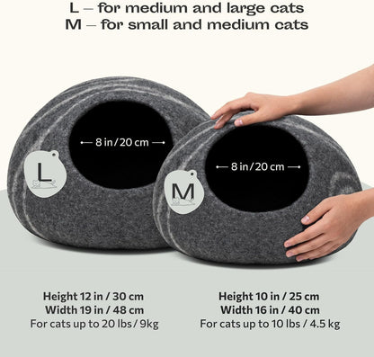 Cat Cave – Natural Wool – Self-Warming Hideaway for Indoor Cats & Kittens