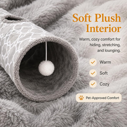 Plush inside Straight Cat Tunnel Geometric, Diameter 9.8 Inch