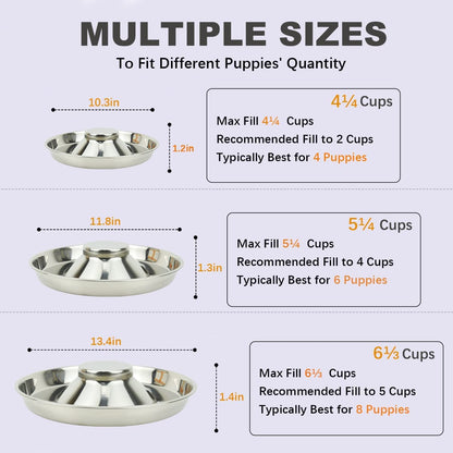 Stainless Steel Puppy Feeding Bowls - 2 Pack, 11.8 Inch Food and Water Dishes for Pets