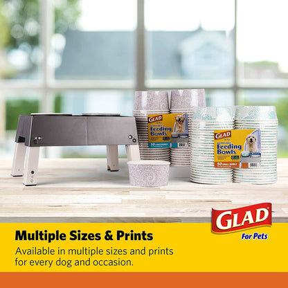 Disposable Pet Feeding Bowls | Small Dog Bowls in Gray Pattern | 1.75 Cup Capacity - Ideal for Dry or Wet Food and Water (Single Pack)
