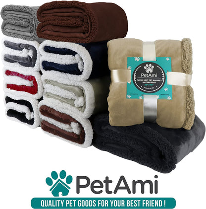Waterproof Sherpa Blanket for Medium to Large Dogs, 60" x 40", Brown