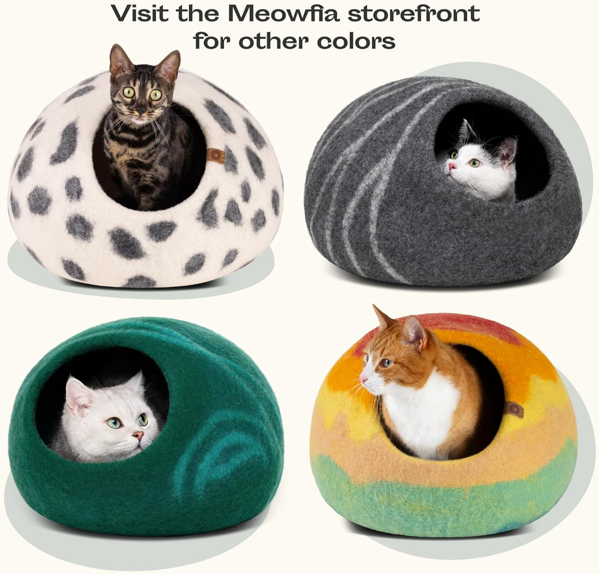Natural Wool Cat Cave – Self-Warming Hideaway for Indoor Cats and Kittens