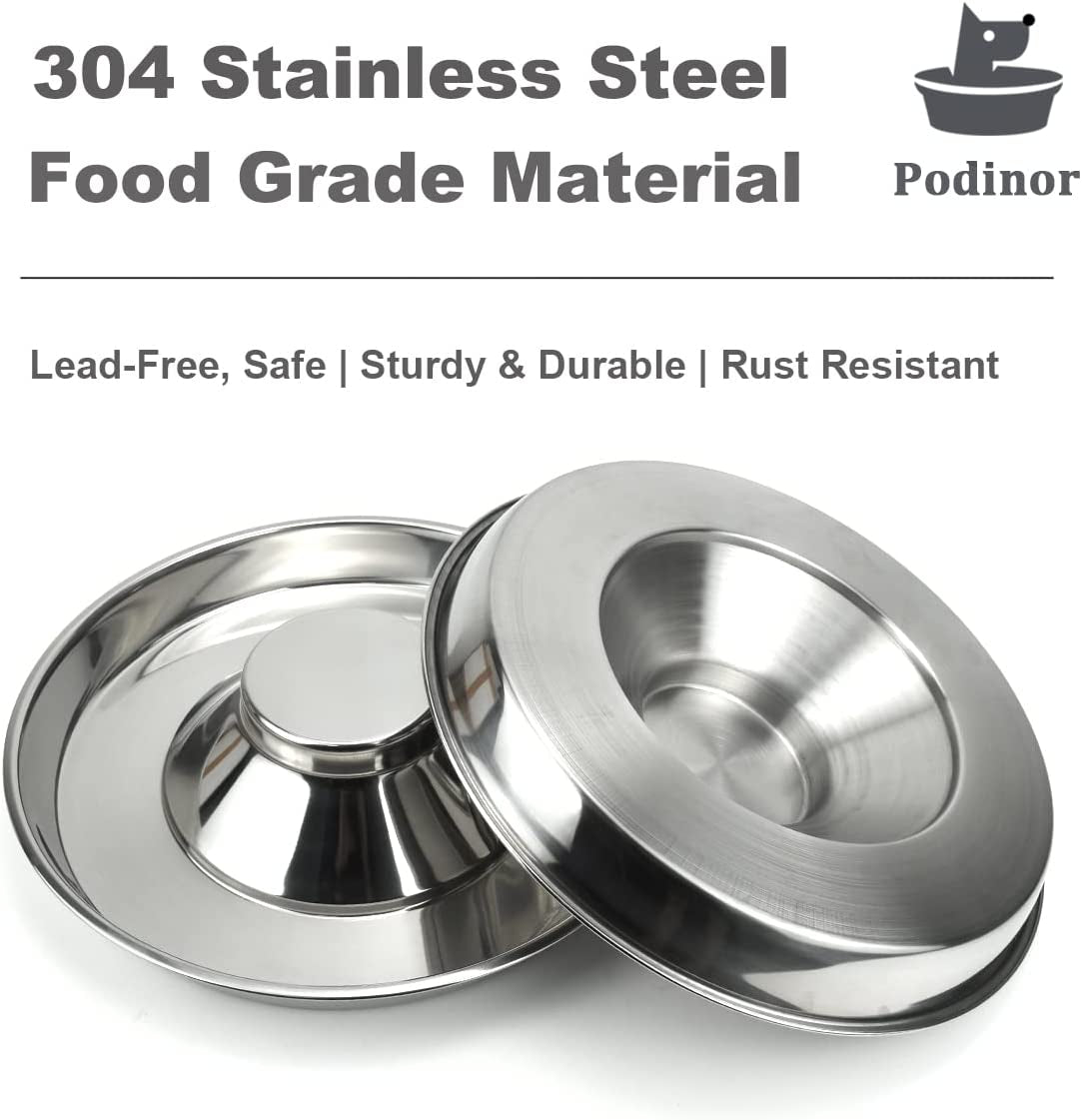 Stainless Steel Puppy Feeding Bowls - 2 Pack, 11.8 Inch Food and Water Dishes for Pets