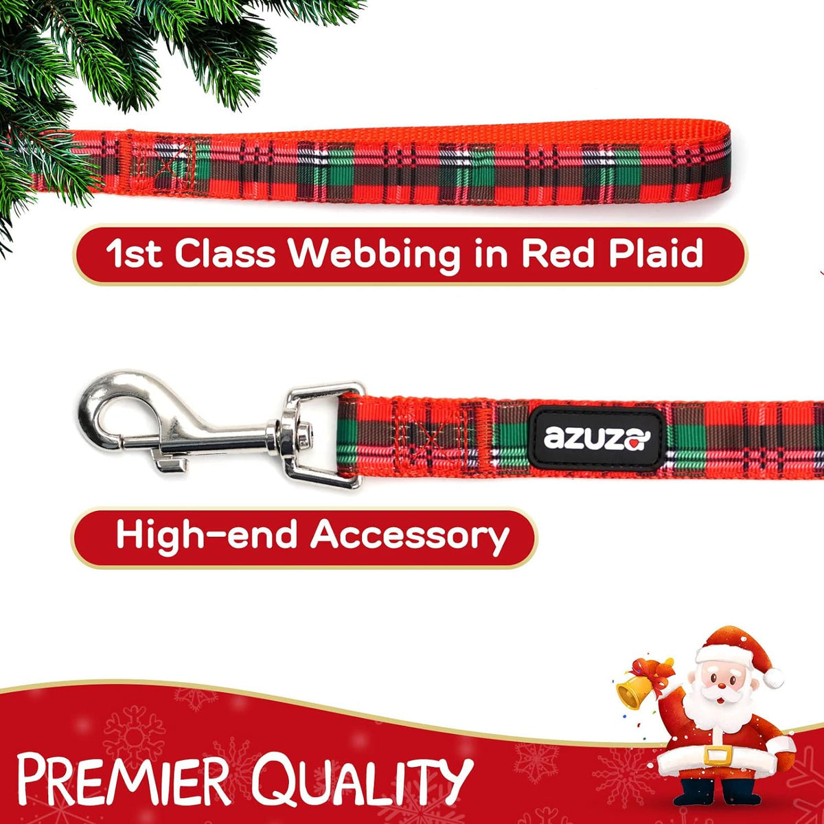 Buffalo Plaid Christmas Dog Collar and Leash Set for Small Dogs - Ideal for Holidays and Everyday Use