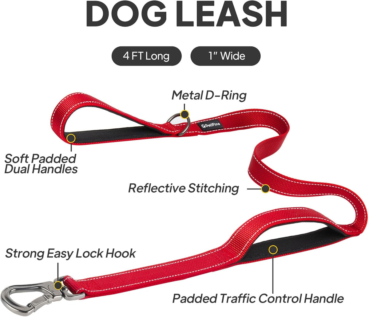 4FT Heavy Duty Dog Leash with Soft Padded Double Handle