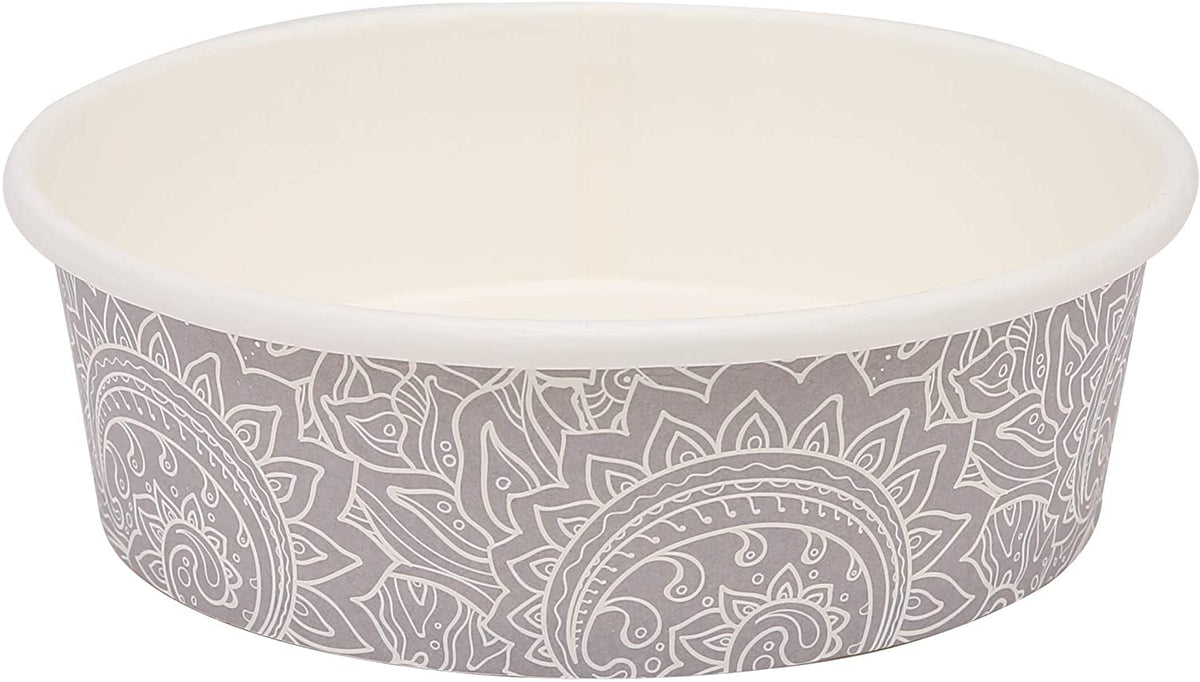 Disposable Pet Feeding Bowls | Small Dog Bowls in Gray Pattern | 1.75 Cup Capacity - Ideal for Dry or Wet Food and Water (Single Pack)
