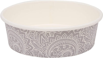 Disposable Pet Feeding Bowls | Small Dog Bowls in Gray Pattern | 1.75 Cup Capacity - Ideal for Dry or Wet Food and Water (Single Pack)